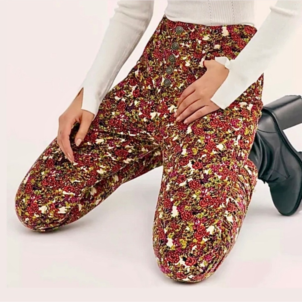 We the Free Free People sun chaser floral corduroy pants size 25